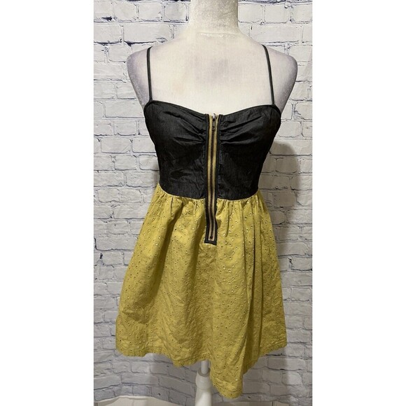 Ya Adjustable strap Zip Front eyelet cotton blend sundress size medium - Picture 1 of 9
